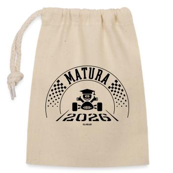 Matura 2026 (Maturant / Zieleinfahrt / Black) - Verschließbarer Geschenkbeutel aus Baumwolle (14x20cm) - Natur - Vorne