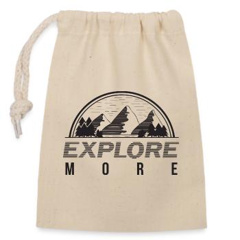Explore More Berge und Wald - Verschließbarer Geschenkbeutel aus Baumwolle (14x20cm) - Natur - Vorne
