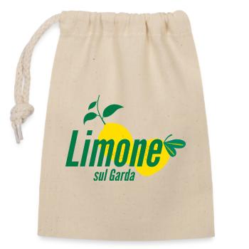 Stylish "Limone sul Garda" lemon print shirt - Closable cotton gift bag (14x20cm) - nature - Front
