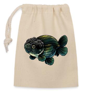 Grade Big Wen Reine Lion Noir Bleu QG Ranchu - Sac cadeau en coton avec cordon (14 x 20 cm) - nature - Devant