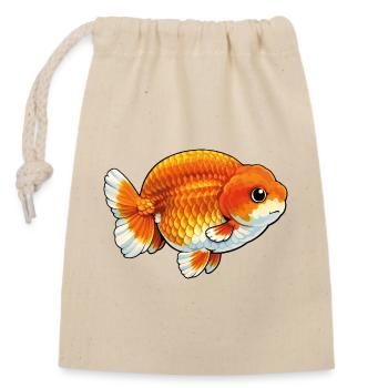 Buffle bossu Ranchu Poisson rouge de haute qualité - Sac cadeau en coton avec cordon (14 x 20 cm) - nature - Devant