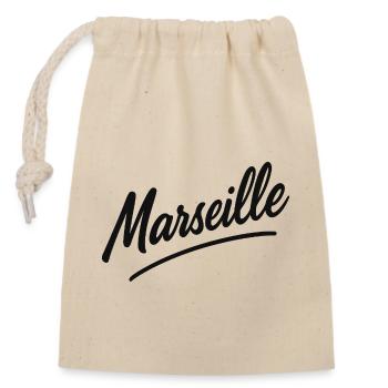 Marseille Script Schwung - Verschließbarer Geschenkbeutel aus Baumwolle (14x20cm) - Natur - Vorne
