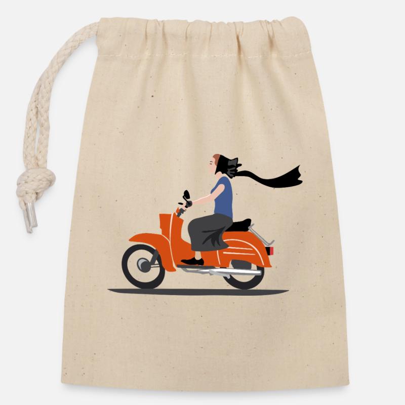 SERBSKA HOLCA MOPED - Verschließbarer Geschenkbeutel aus Baumwolle (14x20cm) - Natur