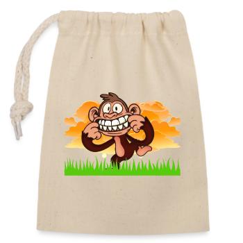 Funny Grinning Monkey Retro Cartoon Jungle Art - Verschließbarer Geschenkbeutel aus Baumwolle (14x20cm) - Natur - Vorne