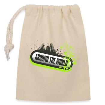 Around the World Floral Neon - Closable cotton gift bag (14x20cm) - nature - Front