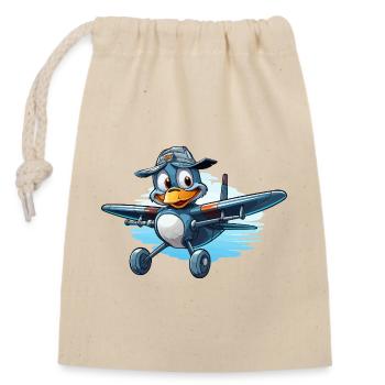 Pilote de pingouin dans un avion - Sac cadeau en coton avec cordon (14 x 20 cm) - nature - Devant