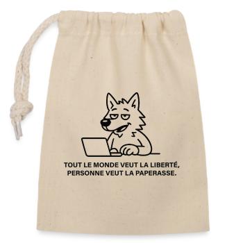 Loup blasé face à la paperasse - Sac cadeau en coton avec cordon (14 x 20 cm) - nature - Devant