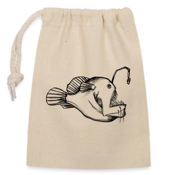 Tiefsee Anglerfisch Monster - Illustration - Verschließbarer Geschenkbeutel aus Baumwolle (14x20cm) - Natur - Vorne