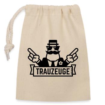 Trauzeuge Handzeichen (Polterabend / JGA / 1C) - Verschließbarer Geschenkbeutel aus Baumwolle (14x20cm) - Natur - Vorne