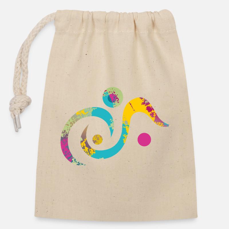Yoga design_19 - Sac cadeau en coton avec cordon (14 x 20 cm) - nature