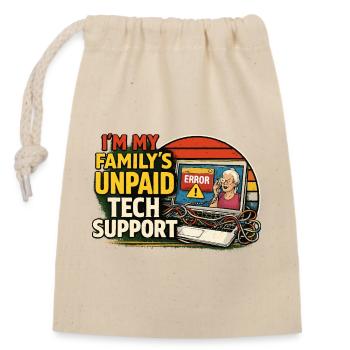 Familien Tech-Support Unbezahlt - Verschließbarer Geschenkbeutel aus Baumwolle (14x20cm) - Natur - Vorne