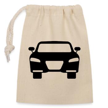 Car - Closable cotton gift bag (14x20cm) - nature - Front