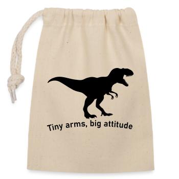 Petites mains grand ego grand dinosaure T-Rex - Sac cadeau en coton avec cordon (14 x 20 cm) - nature - Devant