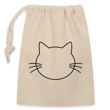 Tête de chat - Sac cadeau en coton avec cordon (14 x 20 cm) - nature - Devant