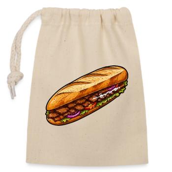 Baguette-Sandwich Illustration - Verschließbarer Geschenkbeutel aus Baumwolle (14x20cm) - Natur - Vorne