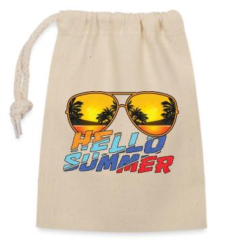 Hello Summer Sonnenbrillen Vibes - Verschließbarer Geschenkbeutel aus Baumwolle (14x20cm) - Natur - Vorne