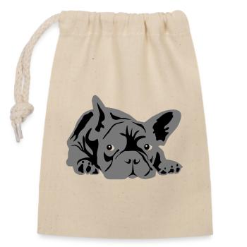 französische bulldogge 2 Farben - Verschließbarer Geschenkbeutel aus Baumwolle (14x20cm) - Natur - Vorne