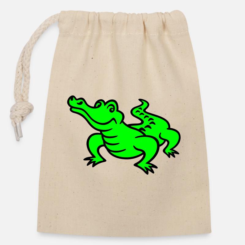 crocodile (a) - Sac cadeau en coton avec cordon (14 x 20 cm) - nature