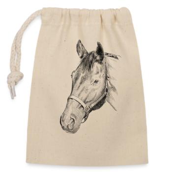 Pferd - Sac cadeau en coton avec cordon (14 x 20 cm) - nature - Devant