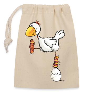 Petit Poulet – Poule- dessin animé- Tee Shirt - Sac cadeau en coton avec cordon (14 x 20 cm) - nature - Devant