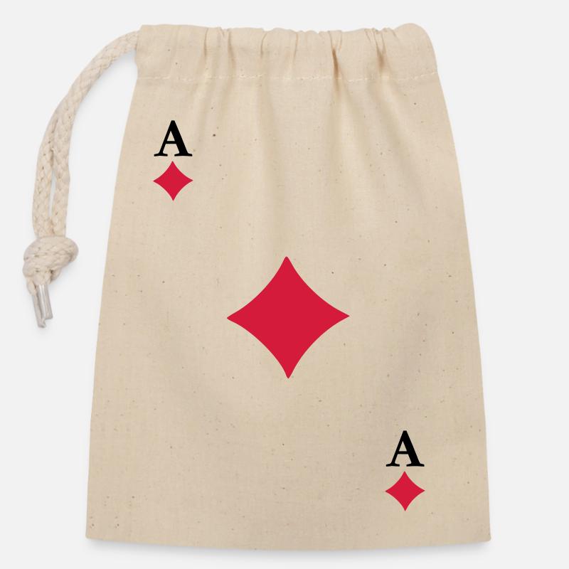 Ace of Diamonds - Closable cotton gift bag (14x20cm) - nature