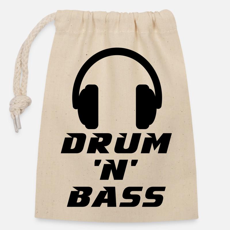Drum 'n' Bass Music - Closable cotton gift bag (14x20cm) - nature