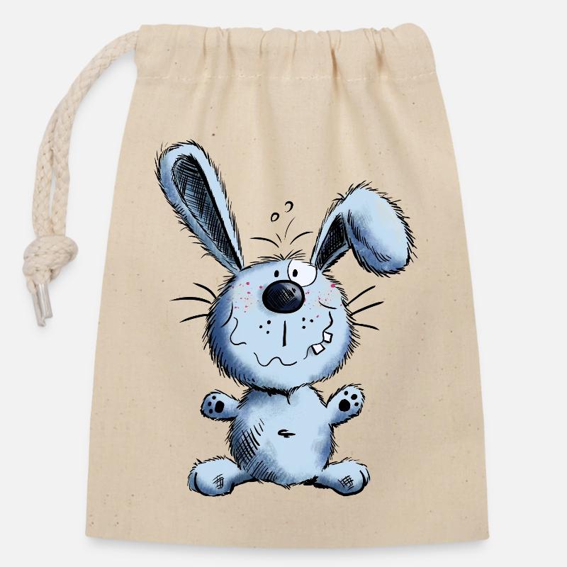 Kleiner Hoppelhase - Verschließbarer Geschenkbeutel aus Baumwolle (14x20cm) - Natur