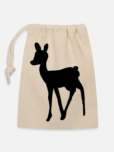 Hirsch Ciervo Hirsch Hirsch Bambi Cerf - Verschließbarer Geschenkbeutel aus Baumwolle (14x20cm) - Natur