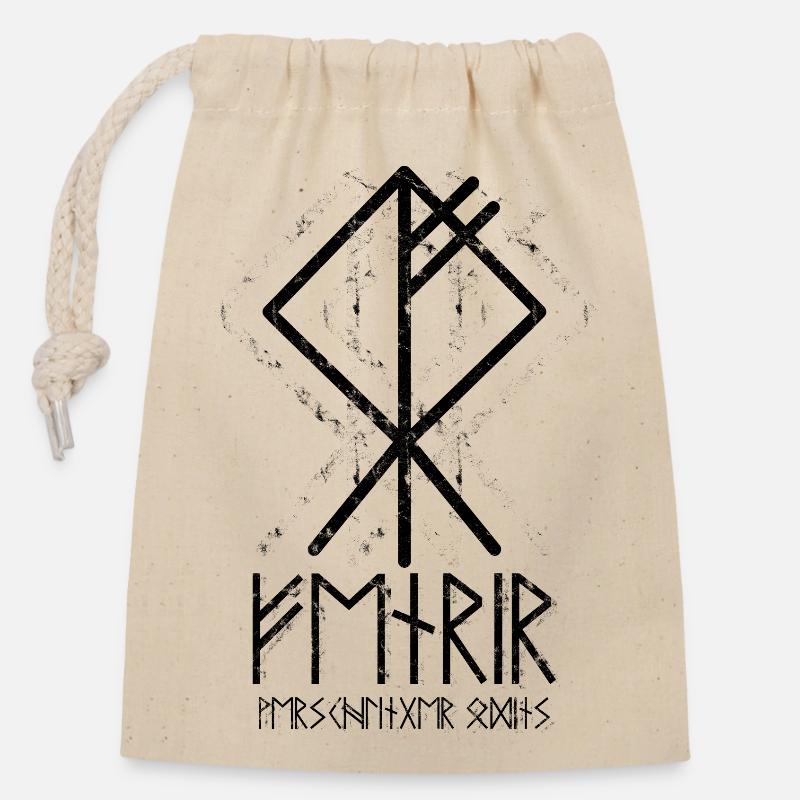 FENRIR ENGLINGER ODINS Runen Viking Wolf Rune - Sac cadeau en coton avec cordon (14 x 20 cm) - nature