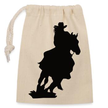 Western Pferd - Verschließbarer Geschenkbeutel aus Baumwolle (14x20cm) - Natur - Vorne
