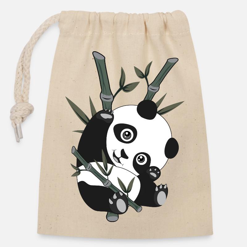 Panda - Bamboo - Closable cotton gift bag (14x20cm) - nature