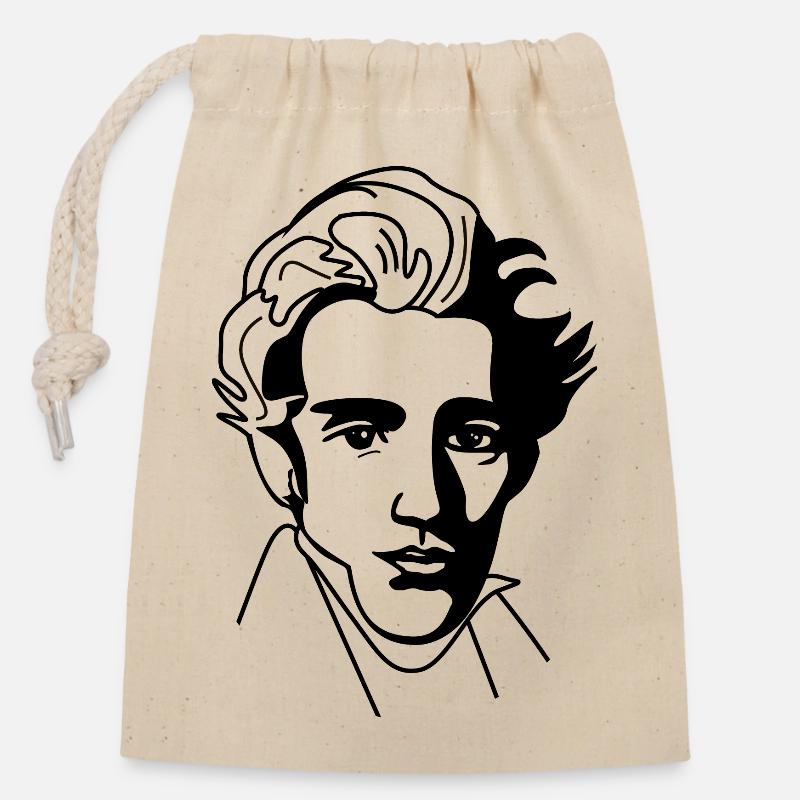 Soren Kierkegaard - Sac cadeau en coton avec cordon (14 x 20 cm) - nature