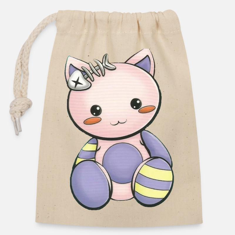 Mangas - Sac cadeau en coton avec cordon (14 x 20 cm) - nature