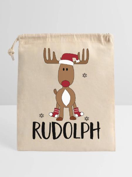 Weihnachten - Verschließbarer Geschenkbeutel aus Baumwolle (14x20cm) - Natur - Vorne