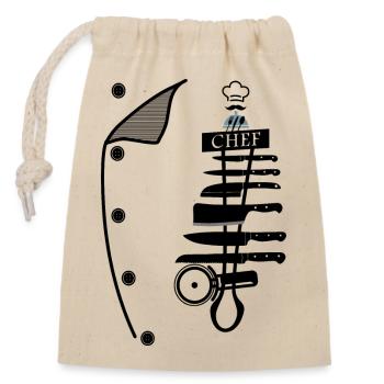 Chef - Sac cadeau en coton avec cordon (14 x 20 cm) - nature - Devant