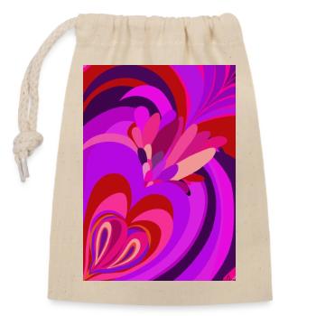 cœur psychédélique - Sac cadeau en coton avec cordon (14 x 20 cm) - nature - Devant