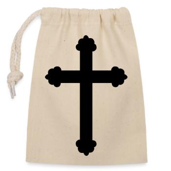 Croix - Sac cadeau en coton avec cordon (14 x 20 cm) - nature - Devant