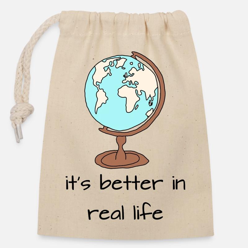 Traveling - Closable cotton gift bag (14x20cm) - nature