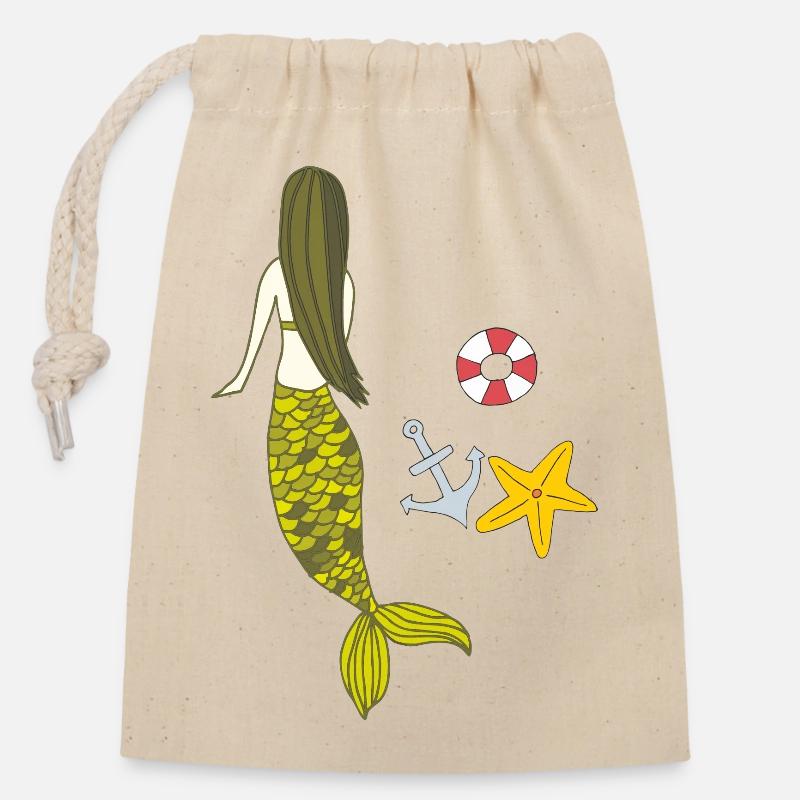 Mermaid Daylight Saving Time - Closable cotton gift bag (14x20cm) - nature