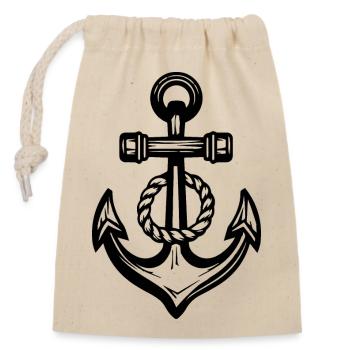 Anchor Boat Ship Nautical - Closable cotton gift bag (14x20cm) - nature - Front