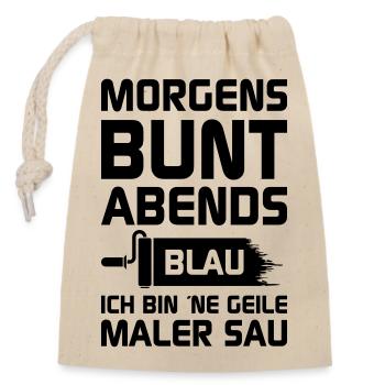 Geile Maler Sau - Verschließbarer Geschenkbeutel aus Baumwolle (14x20cm) - Natur - Vorne