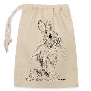 Rabbit - Closable cotton gift bag (14x20cm) - nature - Front