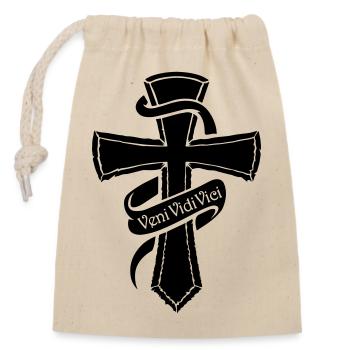 VeniVidiVici black - Closable cotton gift bag (14x20cm) - nature - Front