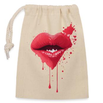 Liebliche Lippen Schmelzende Rote Lippen Kunst - Verschließbarer Geschenkbeutel aus Baumwolle (14x20cm) - Natur - Vorne