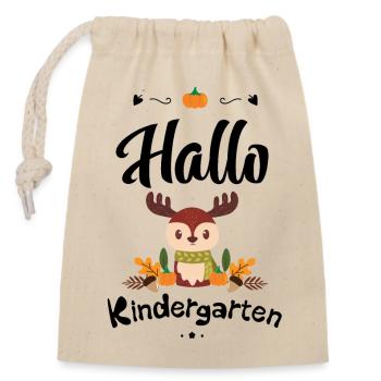 süßes Elch Design mit Herbstmotiven - Verschließbarer Geschenkbeutel aus Baumwolle (14x20cm) - Natur - Vorne