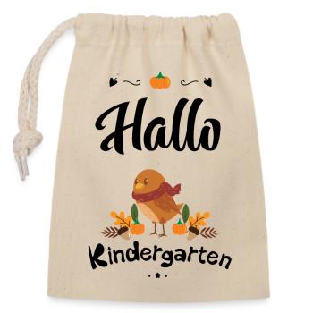 süßes Vogel Design mit Herbstmotiven - Verschließbarer Geschenkbeutel aus Baumwolle (14x20cm) - Natur - Vorne