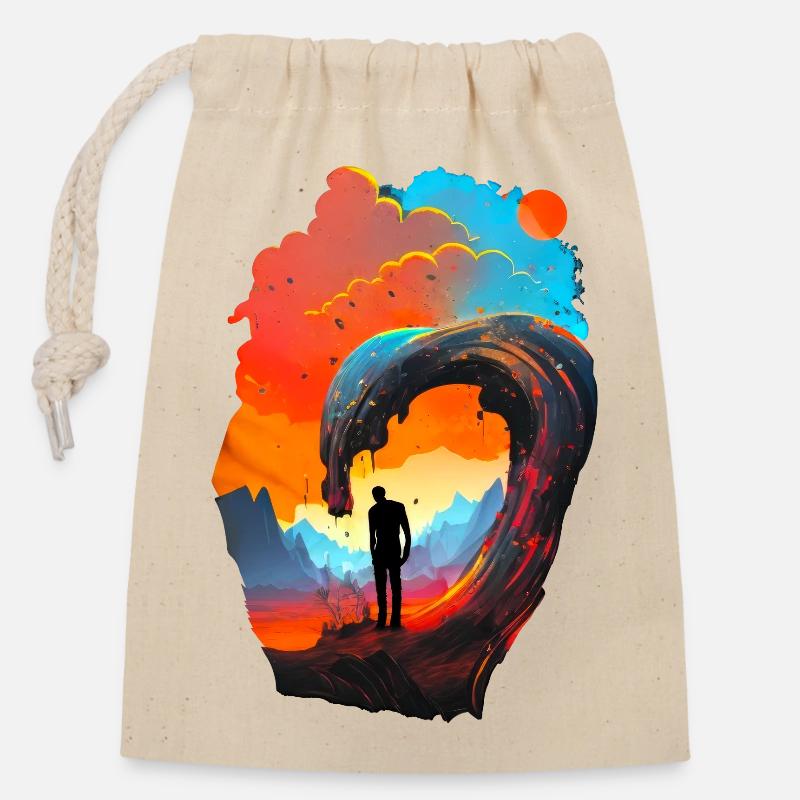 wave 01 - Closable cotton gift bag (14x20cm) - nature