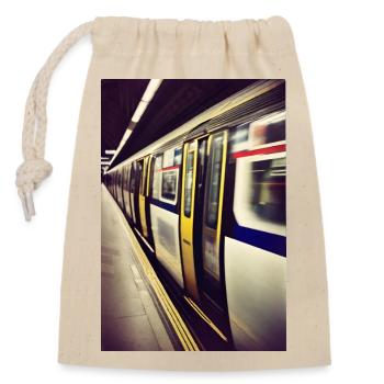 London Tube - Closable cotton gift bag (14x20cm) - nature - Front