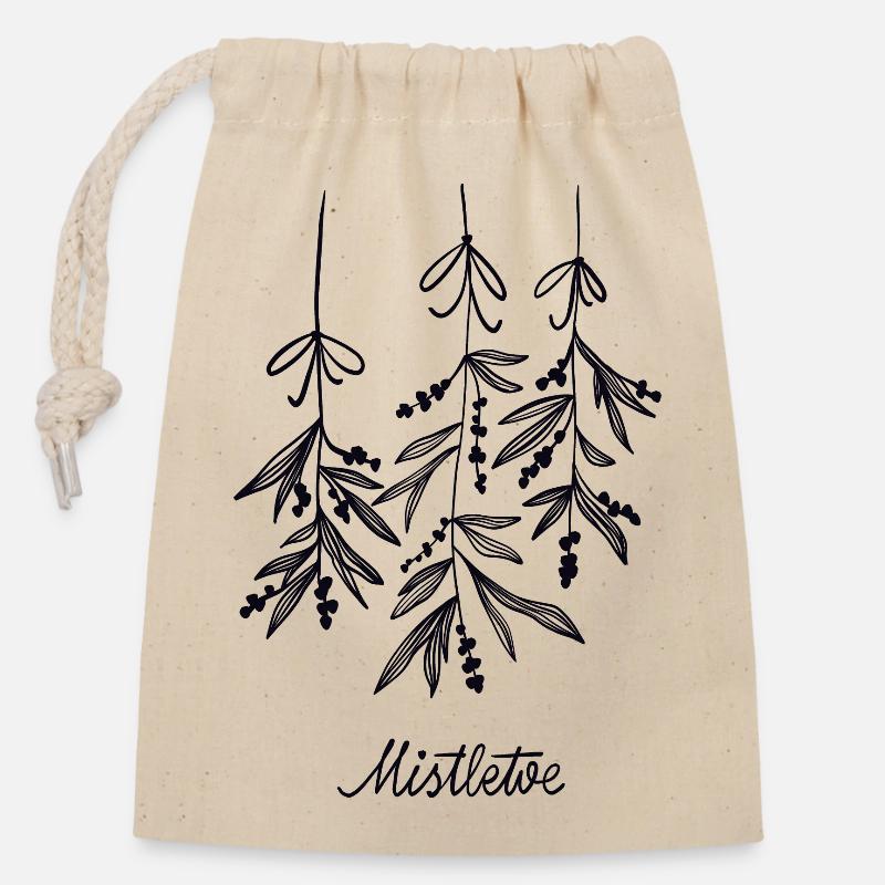 Mistletoe - Sac cadeau en coton avec cordon (14 x 20 cm) - nature