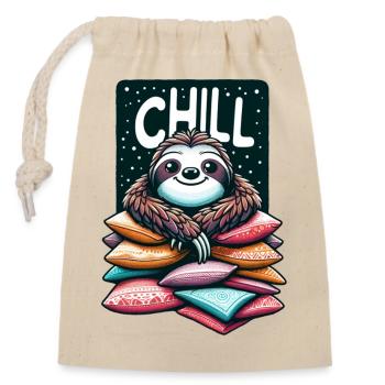 Chill Faultier - Verschließbarer Geschenkbeutel aus Baumwolle (14x20cm) - Natur - Vorne